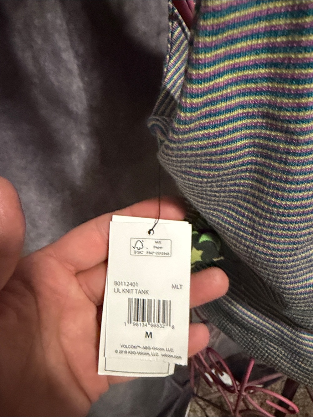 Volcom Gray Striped Ribbed Tank Top - Picture 5 of 7
